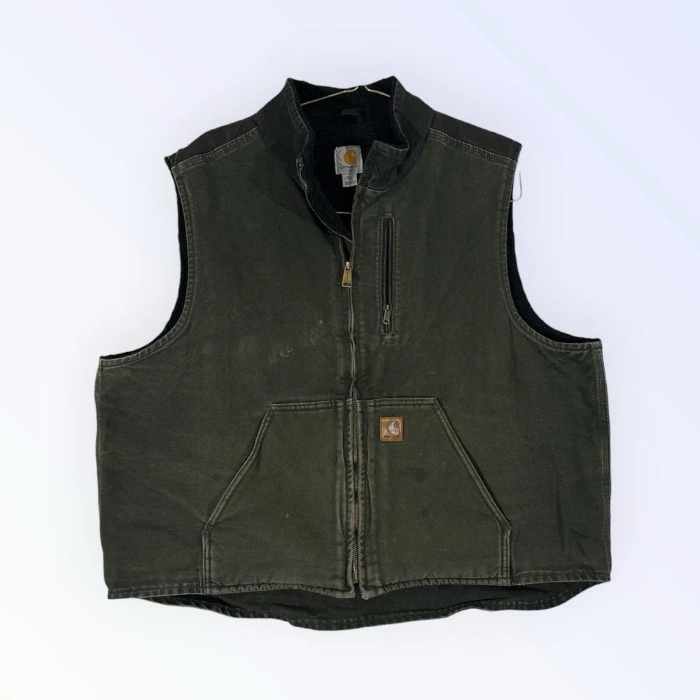 CARHARTT VEST MENS 2X GREEN BLACK SHERPA LINED